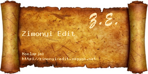 Zimonyi Edit névjegykártya